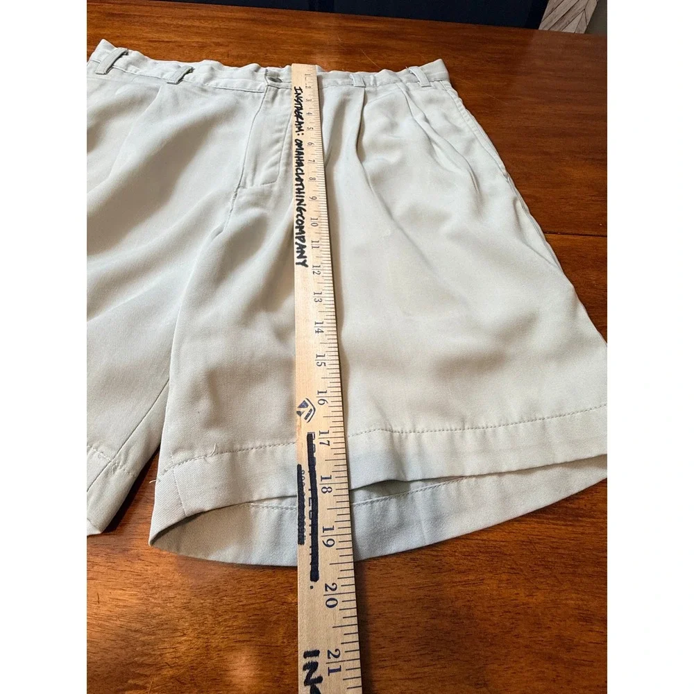 Mens Tencel Golf Pleated Front Shorts Tan Size 34‎ Summer Classic Work Chino